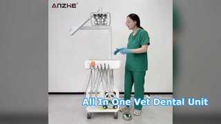 Unidade odontológica veterinária portátil com lâmpada LED borboleta, compressor de ar embutido, raspador ultrassônico LE