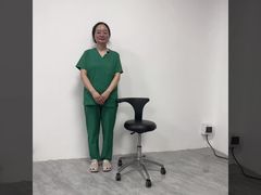 Demonstração de banco ergonômico para assistente odontológico ST42 | Cadeira de enfermeira com rodízio ajustável em altura