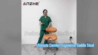 AZ-ST11-1 Banco ergonômico para operador médico com sela Vídeo | Couro de microfibra para banco odontológico ajustável