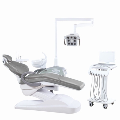 Cadeira de Tratamento Dentário de Cor Cinza Unidade de Instrumento Móvel Design Cadeira Dentária Com Memórias