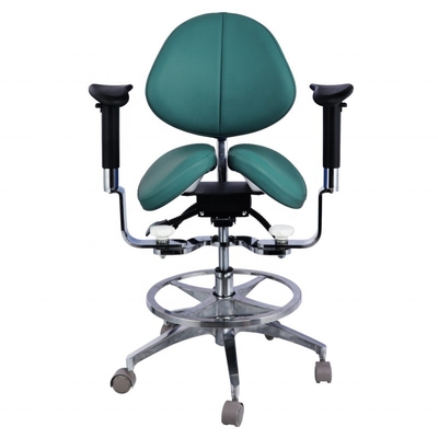 Assento de sela ergonômico dividido Sento de sela dentista Luxo Micro Fibra de couro Dental Silla giratória