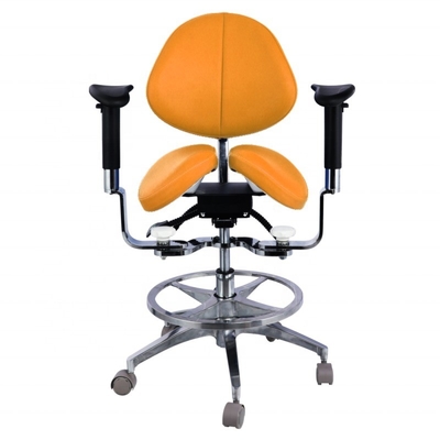 Assento de sela ergonômico dividido Sento de sela dentista Luxo Micro Fibra de couro Dental Silla giratória
