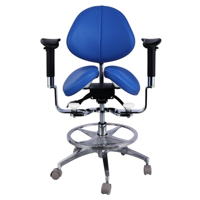 Assento de sela ergonômico dividido Sento de sela dentista Luxo Micro Fibra de couro Dental Silla giratória