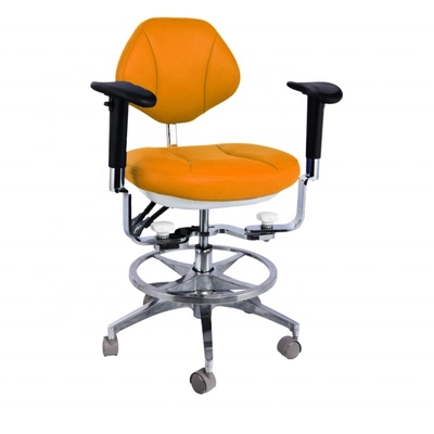 Cadeira de assistente dentário de design ergonômico 5 rodas universais banquinho dentário com apoio de braço duplo
