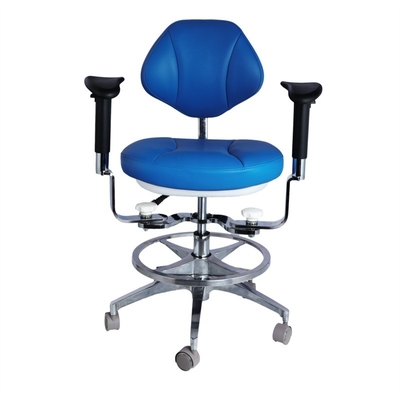 Cadeira de assistente dentário de design ergonômico 5 rodas universais banquinho dentário com apoio de braço duplo