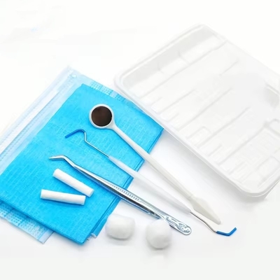Kit de instrumentos dentários descartáveis com espelho/pintadinha/sonda/bico/caixa