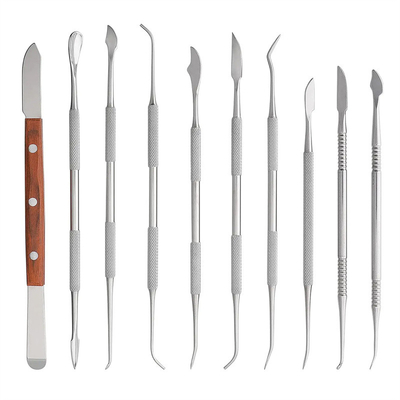 Faca de escultura dentária de duas pontas de aço inoxidável 10pcs/ Set Ferramentas de escultura de cera dentária