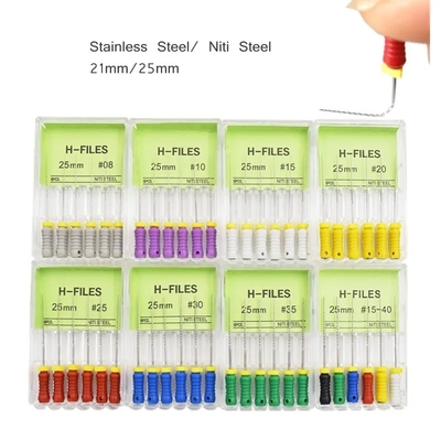 Endodontia H Ficheiro Dental de aço inoxidável Endo Ficheiros Multi Dimensões Dental H Ficheiro