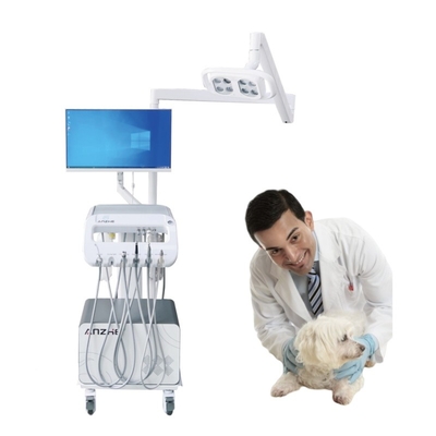 Unidade Dental Móvel Carrinho Tratamento Dental Veterinária Clínica de Animais de estimação Turbina com compressor de ar e luz cirúrgica