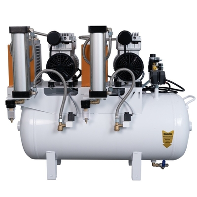 Compressor de ar dentário com secador Silent Compressor de ar livre de óleo 65L 1700W para 4 unidades dentárias cadeira