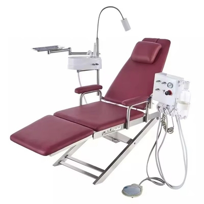 Cadeira dental dobrável leve com turbina pendente Cadeira de tratamento dental móvel com compressor de ar portátil de 550W