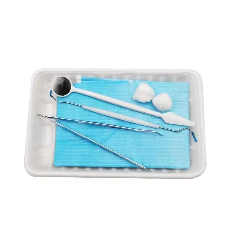 Kit de instrumentos dentários descartáveis com espelho/pintadinha/sonda/bico/caixa