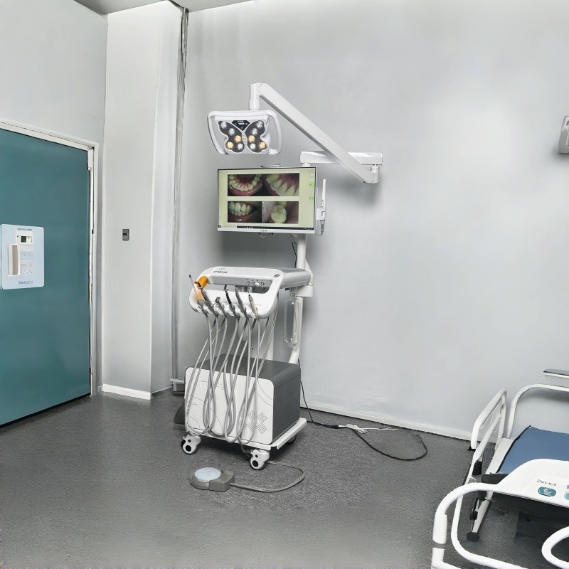 Equipamento de clínica dentária multifuncional Turbina dentária Carrinho dentário de baixo ruído com compressor de ar Unidade dentária portátil