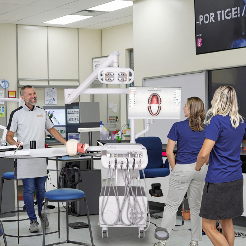 Sistema de Simulação Oral para Treinamento Universitário Sistema Avançado de Treinamento de Simulação Odontológica com Compressor e Foco Cirúrgico