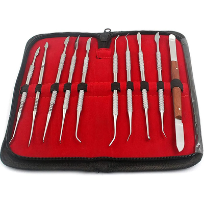 Faca de escultura dentária de duas pontas de aço inoxidável 10pcs/ Set Ferramentas de escultura de cera dentária