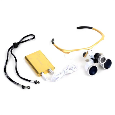 Vidro de ampliação cirúrgica sem fio com farol LED Lighg Peso leve Lúpulas cirúrgicas dentárias 3.5X