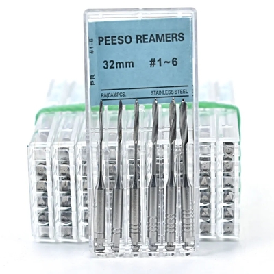 Instrumento de canal radicular endodôntico dentário 32 mm Dental Pesso Reamers para ampliação da porção cervical