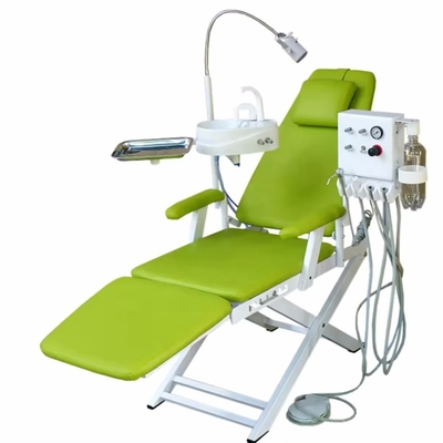 Unidade de cadeira dentária portátil de peso leve Cadeira dobrável móvel com luz LED Trabalho com unidade de turbina portátil