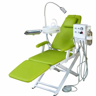 Bom preço. Unidade de cadeira dentária portátil de peso leve Cadeira dobrável móvel com luz LED Trabalho com unidade de turbina portátil on-line