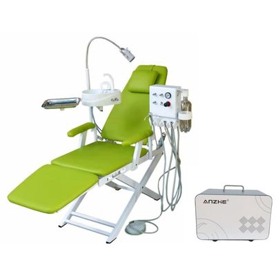 Bom preço. Cadeira dental dobrável leve com turbina pendente Cadeira de tratamento dental móvel com compressor de ar portátil de 550W on-line