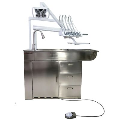 Bom preço. Mesa de Tratamento Odontológico Veterinário em Aço Inoxidável com Luz Cirúrgica LED e Potência de 550W para Clínicas de Animais on-line