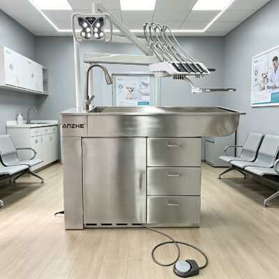 Bom preço. Unidade de tratamento dentário veterinário profissional com compressor de ar 32L silencioso e conjunto de instrumentos de 5 suportes em aço inoxidável 304 on-line