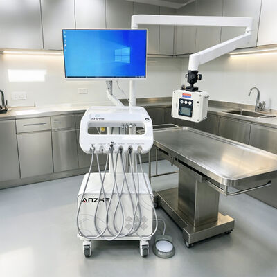 Bom preço. Unidade dentária veterinária portátil com raios-X e sensores Equipamento dentário veterinário móvel todo-em-um com sistema de sucção de compressor de ar para clínica de animais on-line