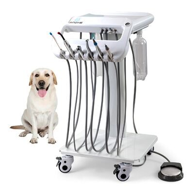 Carrinho Odontológico Veterinário Portátil Básico com 5 Tubos | Estação de trabalho odontológica móvel para animais de estimação para clínicas veterinárias, atualização personalizável disponível