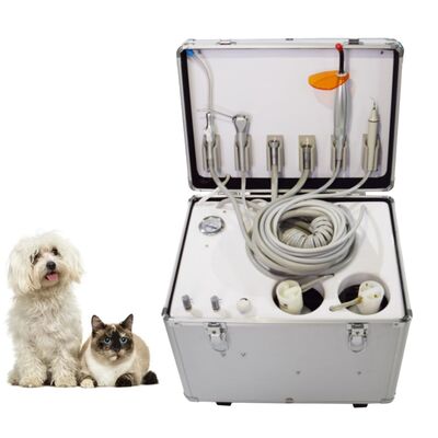 Unidade Dental Veterinária Móvel Portavel de Alumínio de Ligação de Bagagem de Estilo Vet Suite Dental com Compressor de Ar Silencioso 4 e 6 Portadores Disponíveis