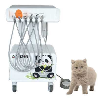 Unidade dentária veterinária portátil com compressor de ar livre de óleo silencioso Estação de trabalho dentária veterinária com luz de cura LED e sistema de sucção para clínica de animais