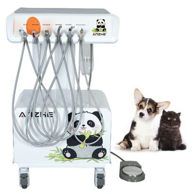 Unidade dentária veterinária portátil com compressor de ar livre de óleo silencioso tudo em um Estação de trabalho dentária veterinária com luz de cura LED de escalador ultrasônico e sistema de sucção para clínicas de animais