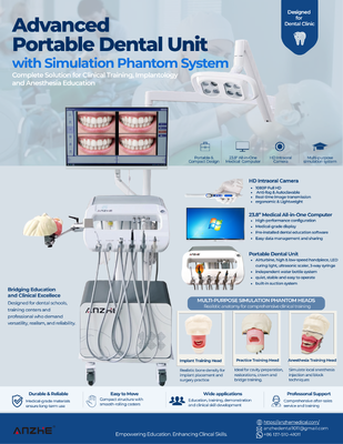 Unidade de Treinamento Dental Portátil com 23.8 polegadas All in One Computador HD Câmera Intraoral Cabeça Fantasma para Anestesia de Implantes e Educação Dental