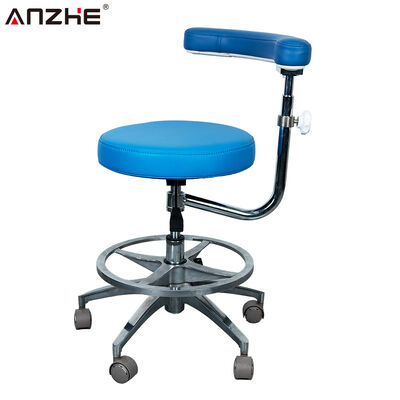 Estulão assistente dentário ergonômico com encosto de braço giratório de 360 graus, encosto de costas ajustável de altura, anel de pé e rolos pesados