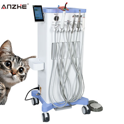 Unidade Odontológica Veterinária Portátil com Motor Eletrônico Contra Ângulo Odontológico Veterinário com Fibra Óptica 1:5 com Sugador e Fotopolimerizador LED