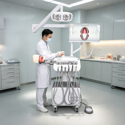 Bom preço. Unidade dentária portátil com câmera oral HD Compressor de ar de 550W e cabeça fantasma de simulação para treinamento dentário on-line