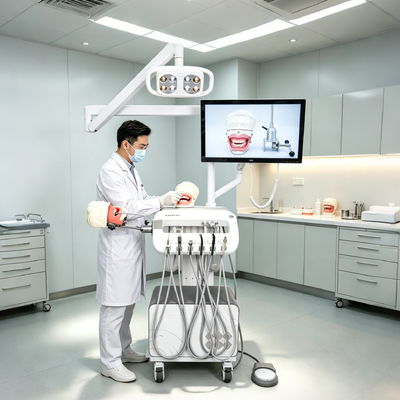 Bom preço. Unidade de simulação de implantes dentários portáteis com câmera oral HD, compressor de ar de 550W e ruído baixo de 38dB para treinamento dentário on-line