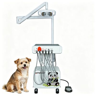 Bom preço. Unidade dentária veterinária portátil com lâmpada dentária LED de 8 olhos Compressor de ar incorporado e escalador ultrasônico de pica-pau para clínicas de animais de estimação on-line