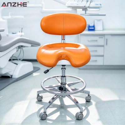 Bom preço. Banqueta Ergonômica de Couro Microfibra Premium para Dentista com Assento em Sela, Base em Liga de Alumínio, Suporte Lombar Ajustável on-line