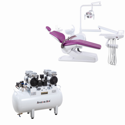 Bom preço. Compressor de Ar Odontológico Silencioso e Sem Óleo de 1100W e 60dB com Grande Capacidade de 60L para Clínicas Odontológicas on-line