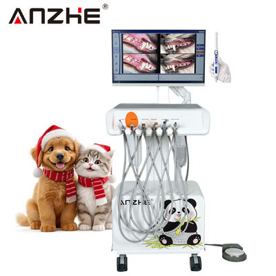 Bom preço. Unidade dentária veterinária portátil com câmara intraoral HD Computador todo-em-um e compressor de ar silencioso sem óleo on-line