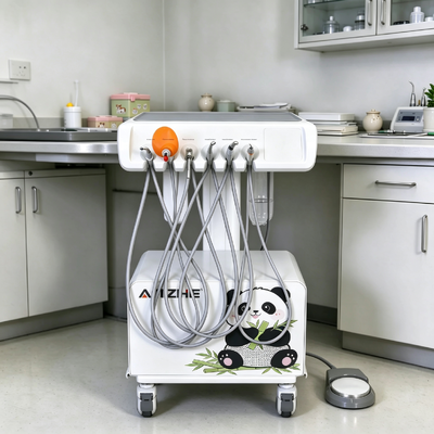 Estação de Trabalho Veterinária Odontológica Móvel Compressor de Ar Sem Óleo 550W Unidade Odontológica Portátil para Animais de Estimação com Sucção e Fotopolimerizador LED